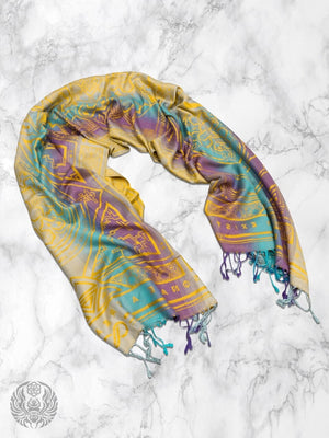 Yellow Dharma Shawl on Marble Surface