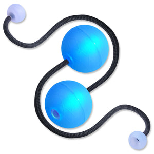 Blue poi balls with black cord