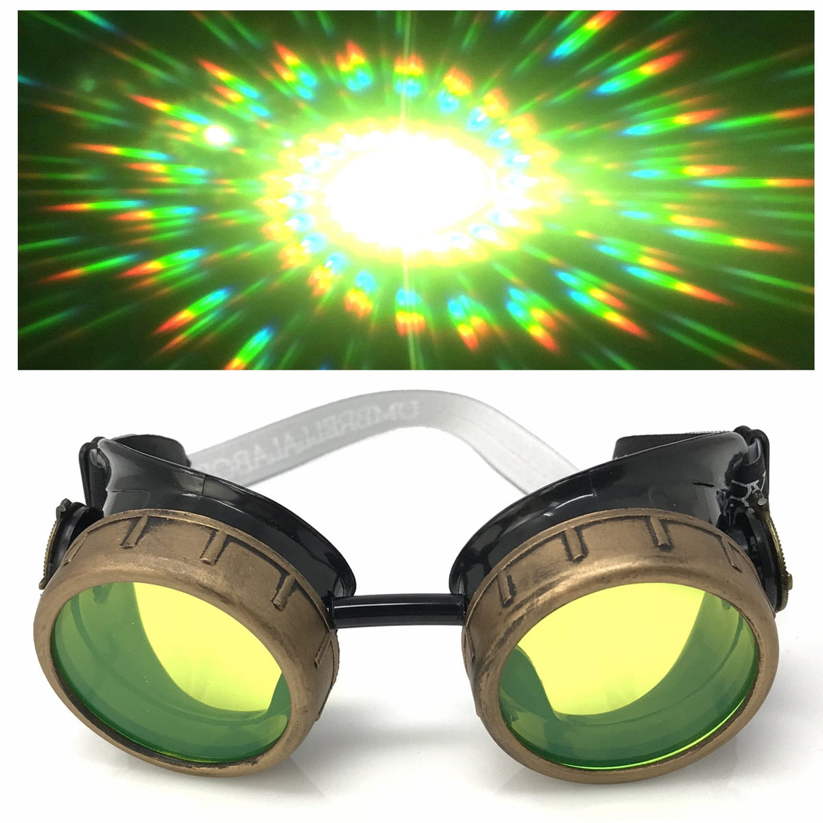  Steampunk Aviator Goggles music festival diffraction lenses 