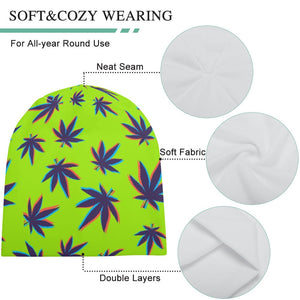 Neon Weed Leaf Full Print Pullover Beanie