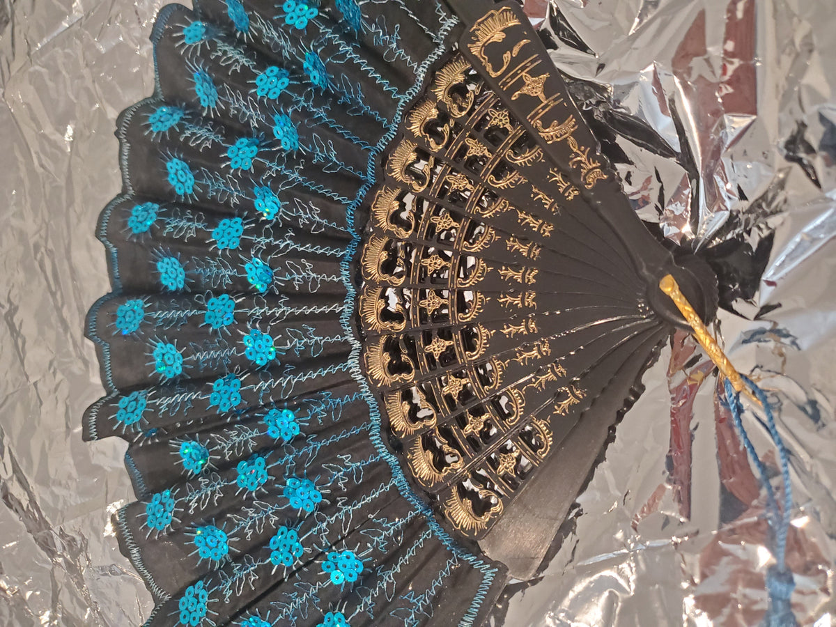  Ornate Folding Festival Fan in 8 Colors 