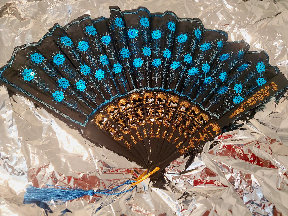  Ornate Folding Festival Fan in 8 Colors 
