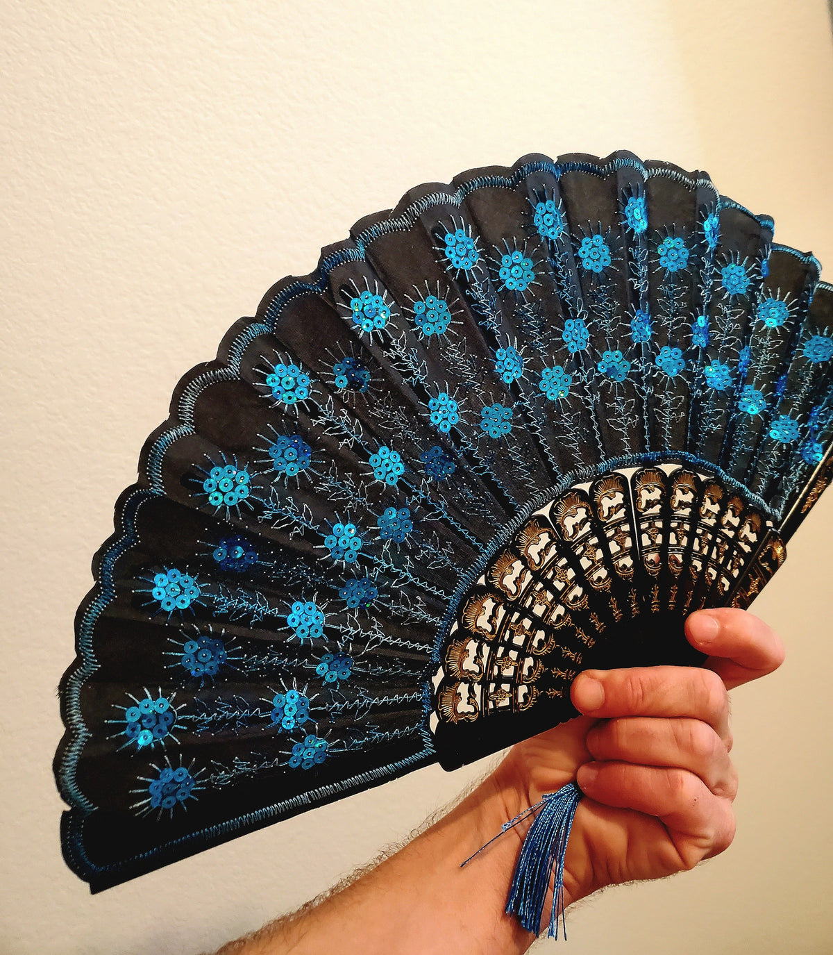  Ornate Folding Festival Fan in 8 Colors 