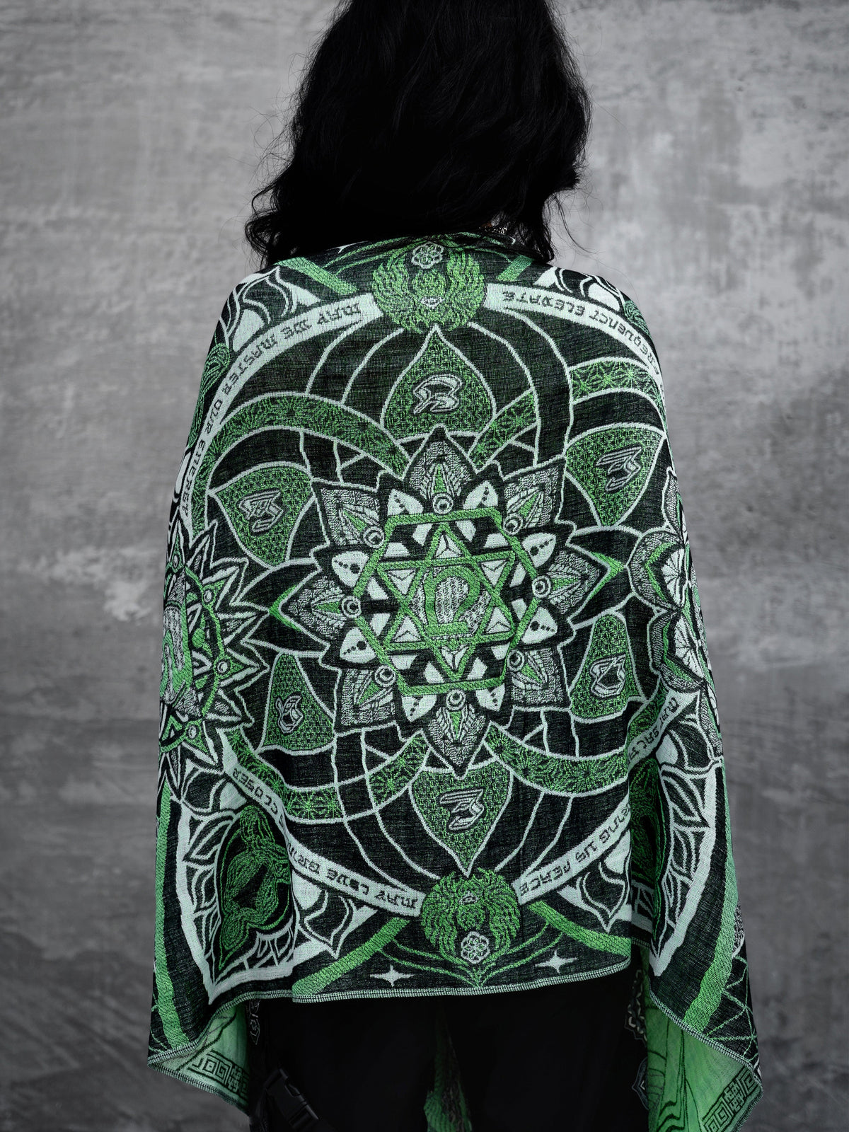 NEW RELEASE • HARMONY HEALS • UV-REACTIVE GREEN MINT • Festival Shawl/Scarf