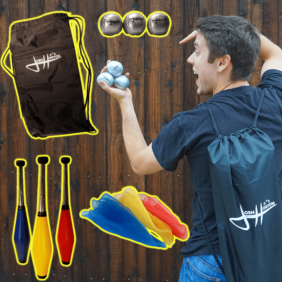  Zeekio Kids Beginner Juggling Set by Josh Horton - Set of Juggling Scarves, Beginner Juggling Balls, Pixie Juggling Clubs 