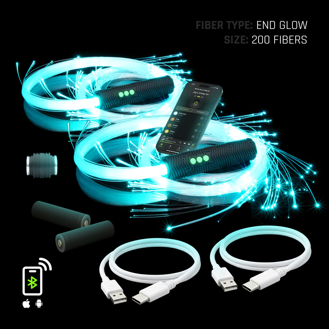  White RGB Double Bitwhip flow art for festivals 