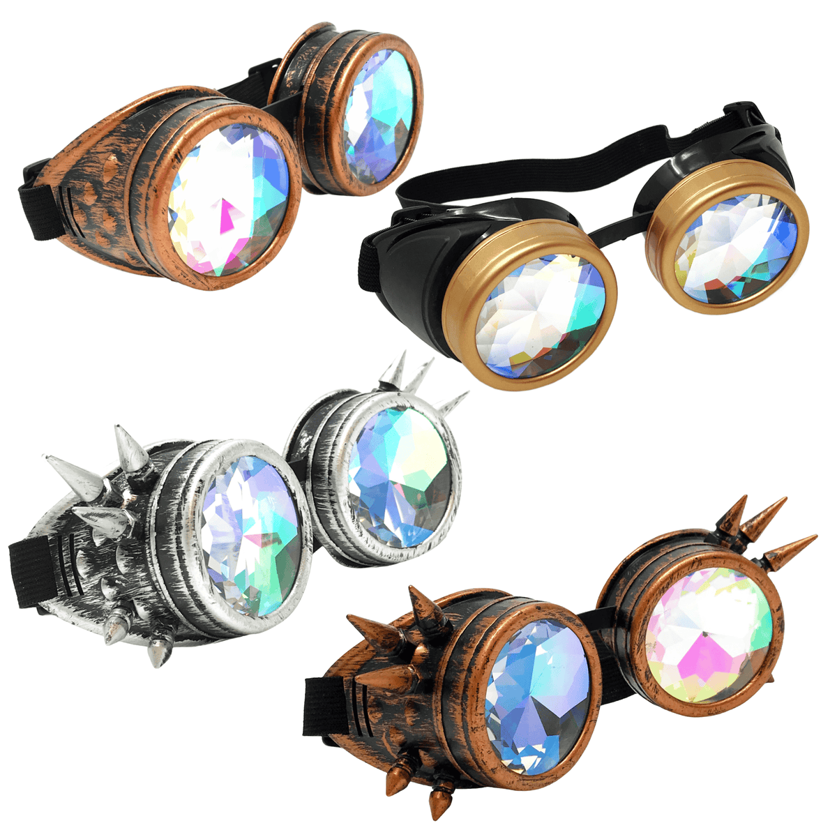  Rave Kaleidoscope Goggles Vintage Steampunk Glasses 