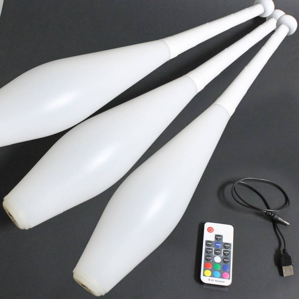  Zeekio Multi-Color LED Light Up Juggling Clubs with Charger and Remote (Set of 3) 