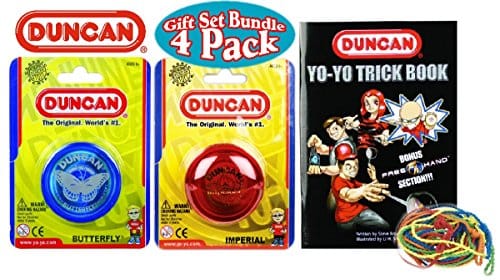  Duncan Toys Deluxe Gift Set - Imperial YoYo, Butterfly YoYo, Trick Book & 5 Pack of Strings - 4 Pack (Assorted Colors) 