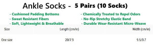 Sullivan King Ankle Socks (5 Pairs) The Sweat-Proof, Odor-Resistant, Breathable Music Festival Socks