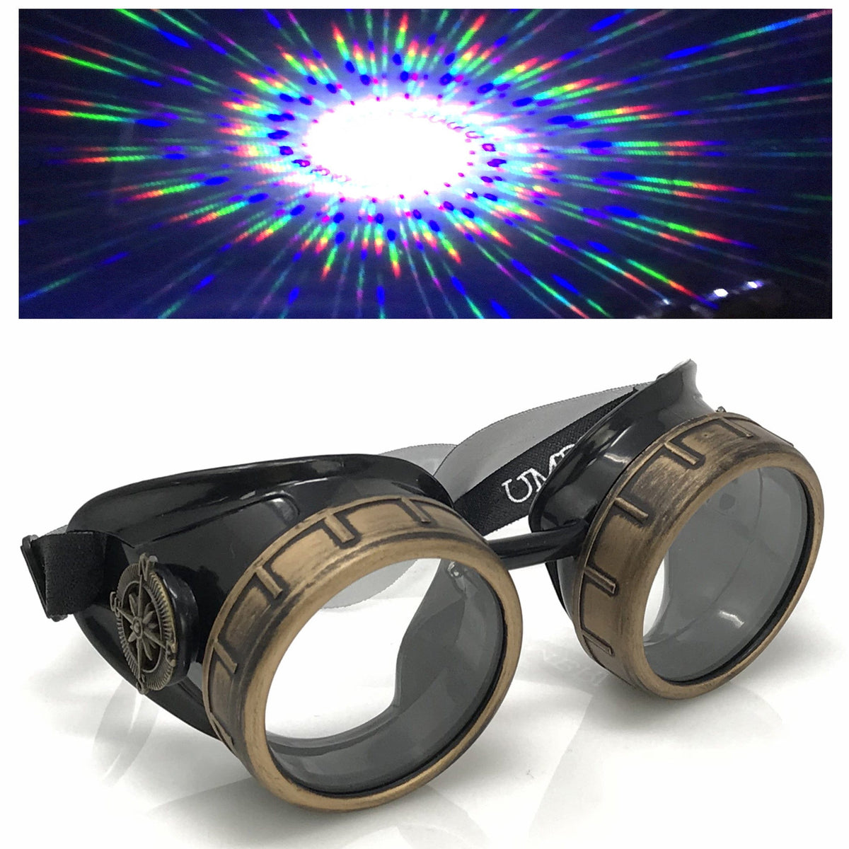  Steampunk Aviator Goggles music festival diffraction lenses 