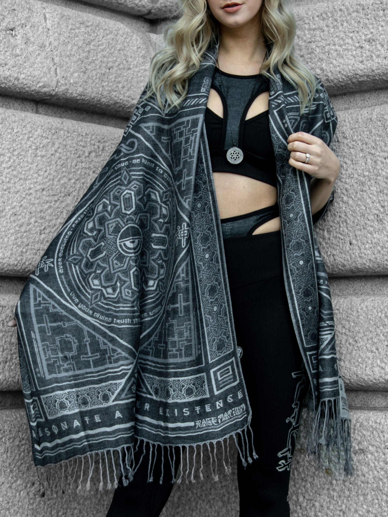 DHARMA V2 • Grey/White • Festival Shawl/Scarf