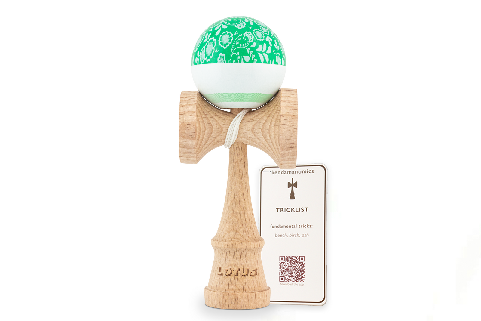 Green Bloom Kendama with Tricklist