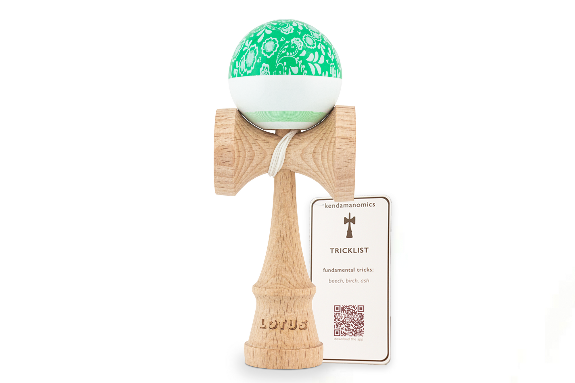 Green Bloom Kendama with Tricklist