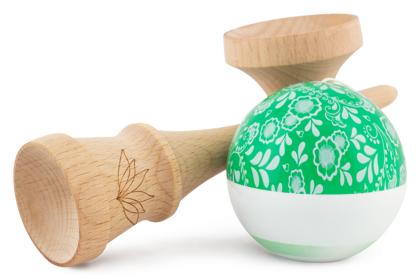 Green Bloom Kendama with Tricklist