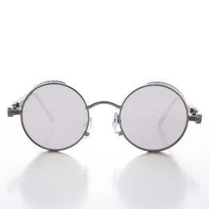 Round Steampunk Goggle Sunglass with Mirror Lenses - Orwell 3