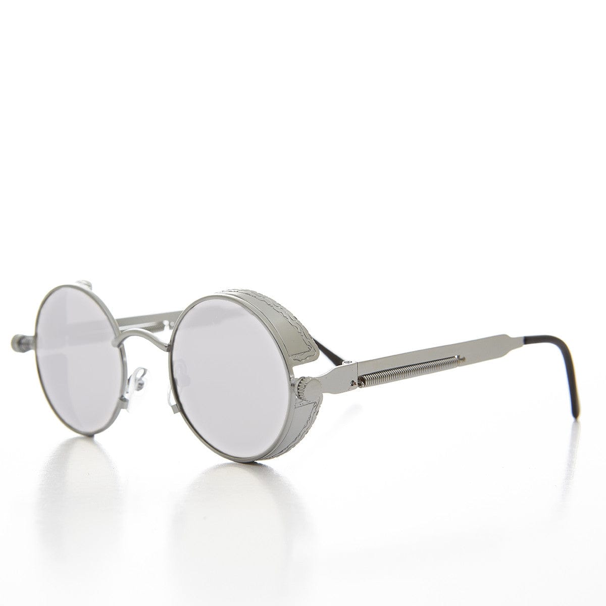  Round Steampunk Goggle Sunglass with Mirror Lenses - Orwell 3 