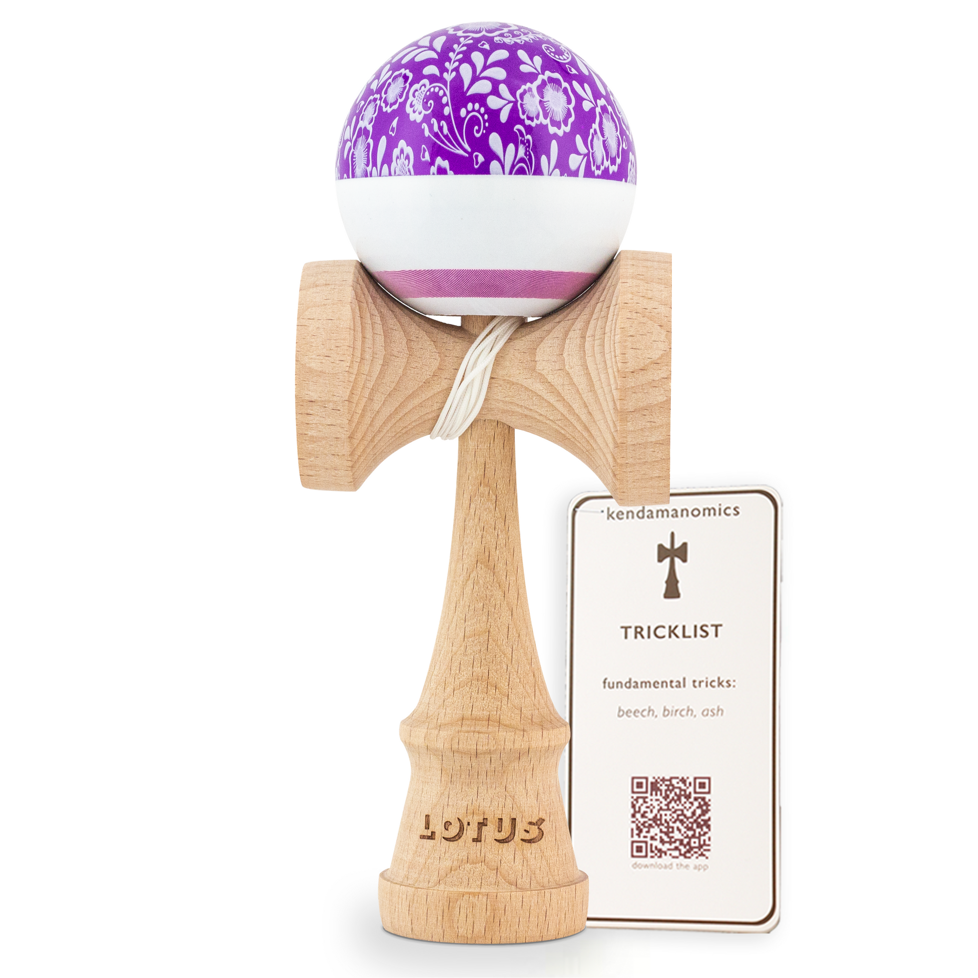 Purple Bloom Kendama with Tricklist