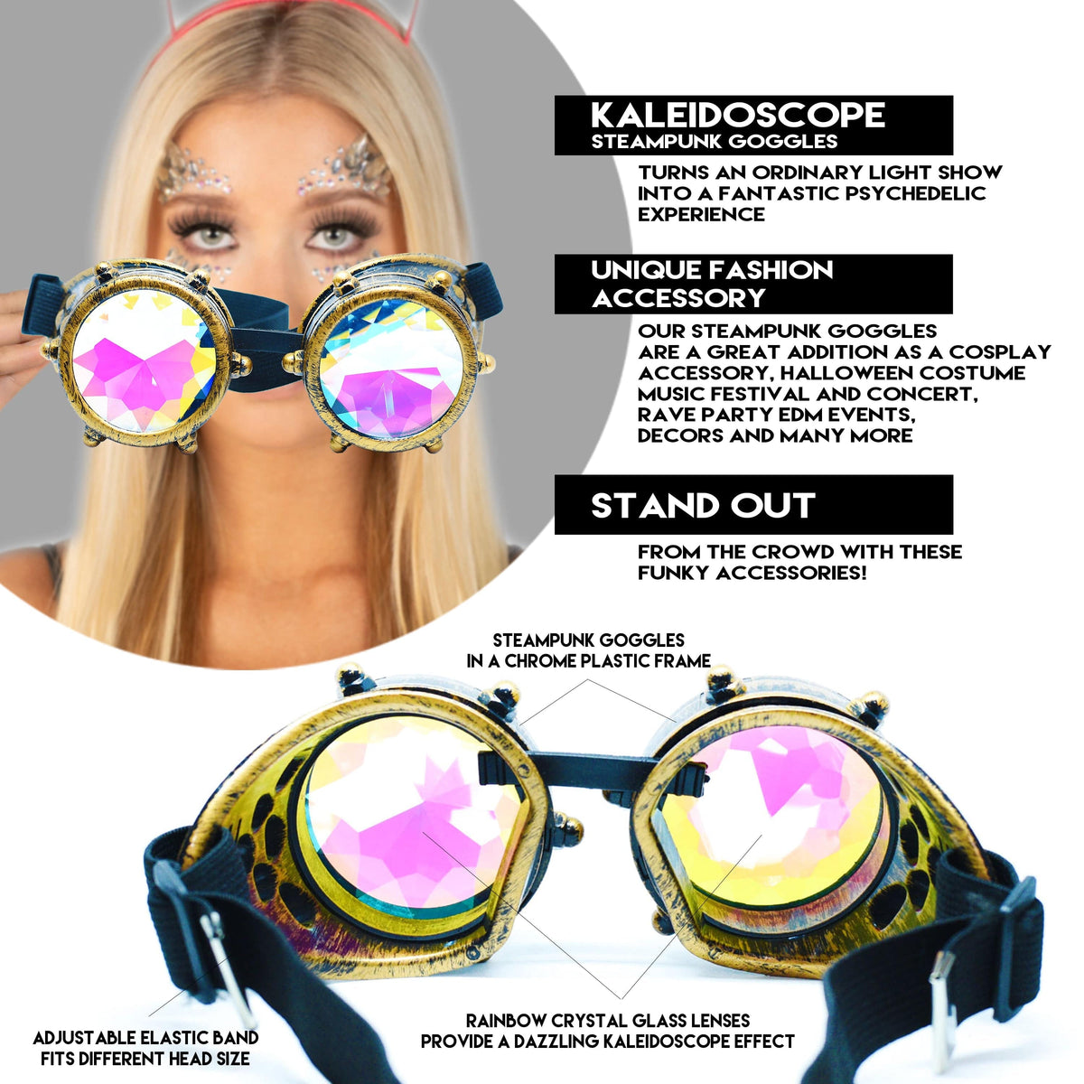  Steampunk Goggles and Kaleidoscope Glasses 