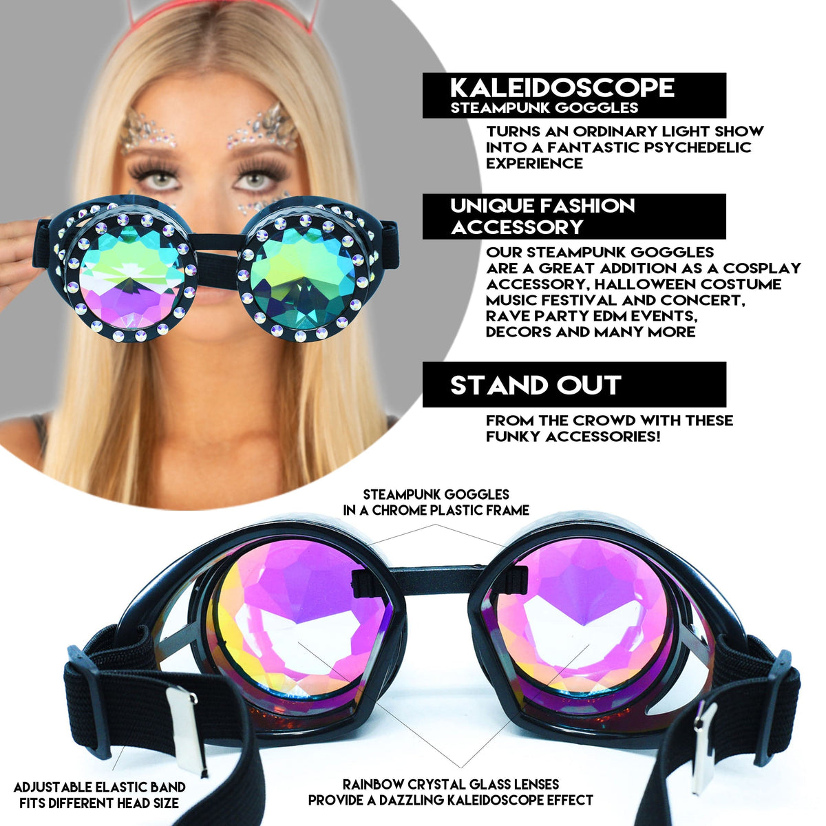  Steampunk Goggles and Kaleidoscope Glasses 
