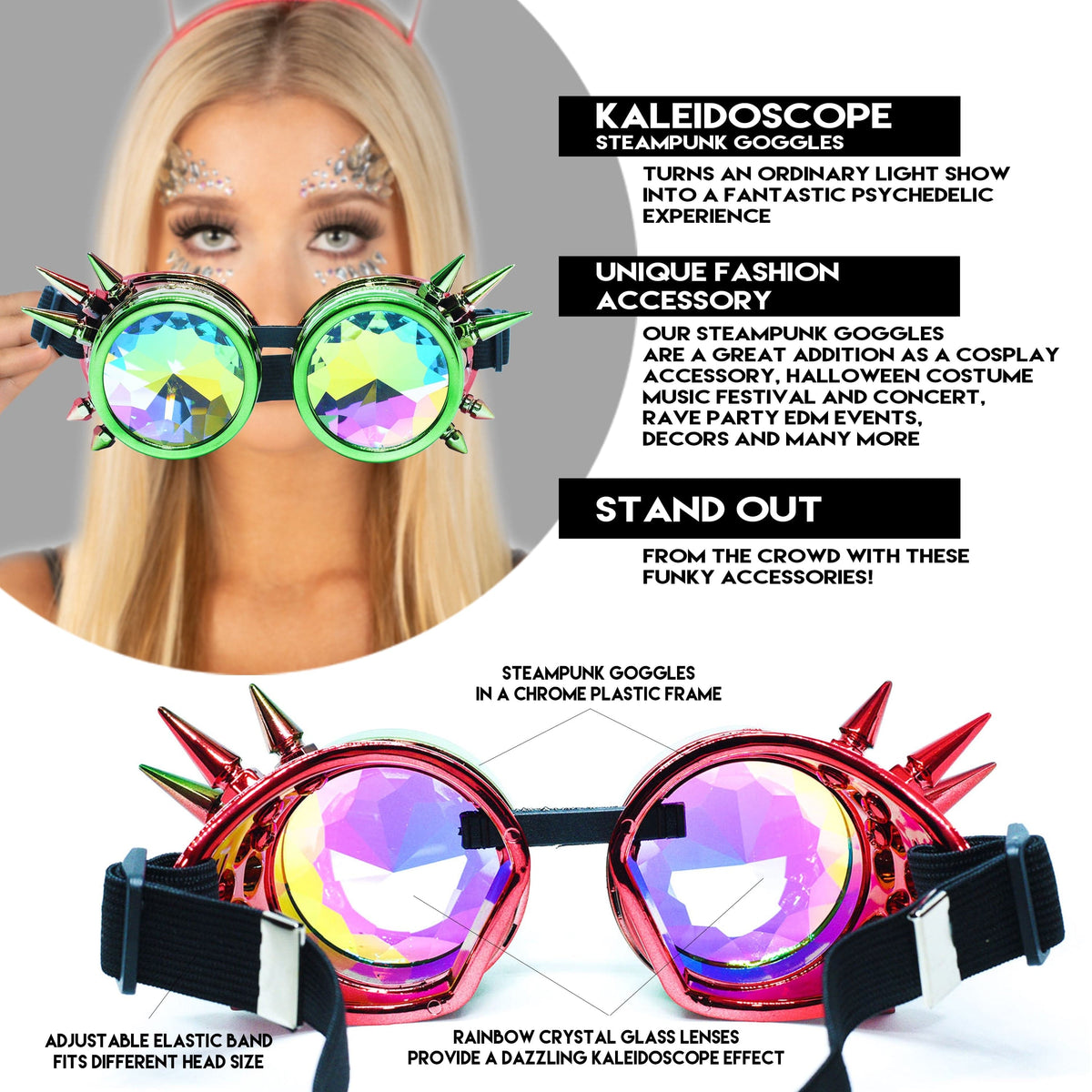  Steampunk Goggles and Kaleidoscope Glasses 