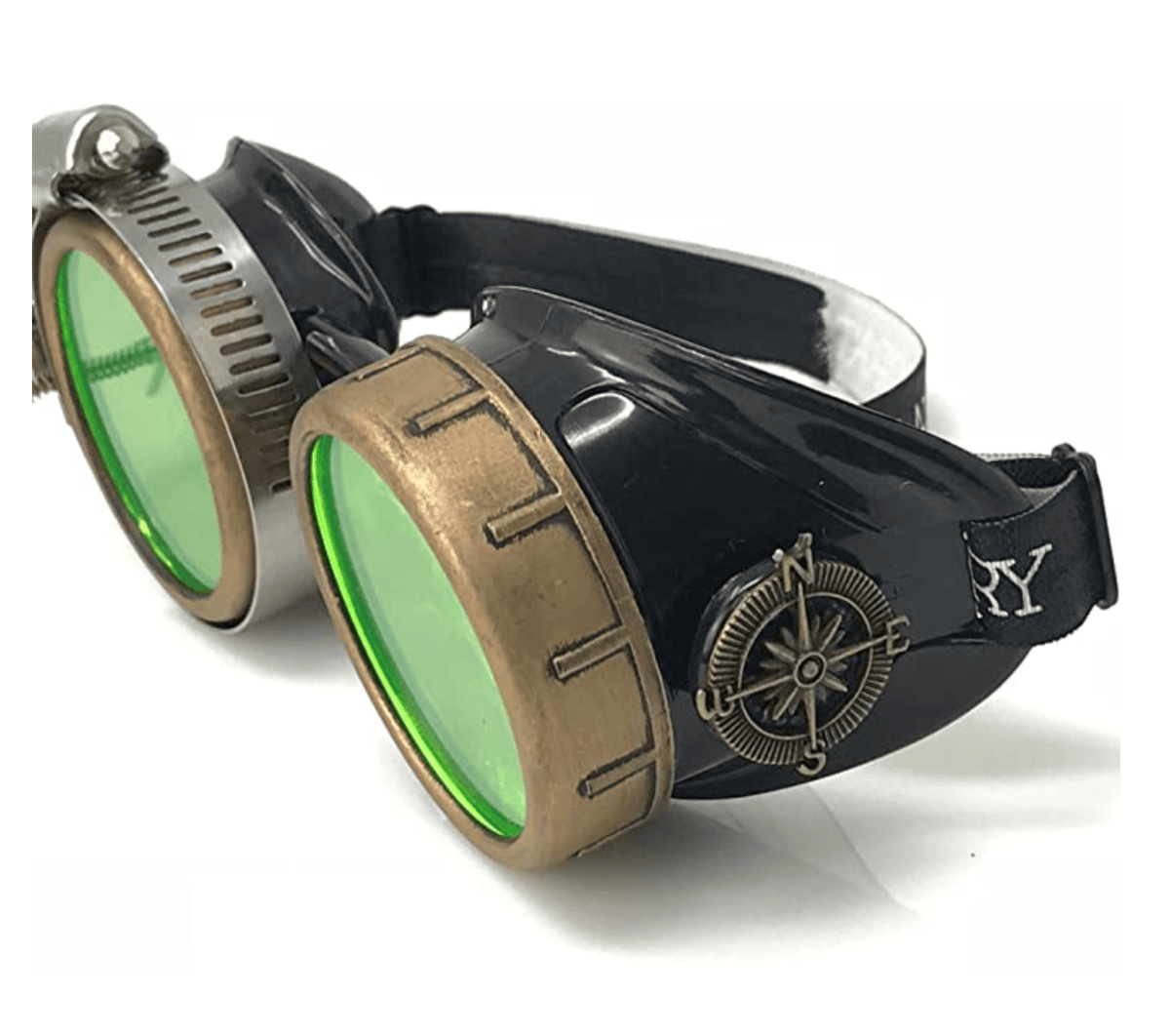  Steampunk Goggles with magnifying loupes UV glow neon green prism diffraction lenses 