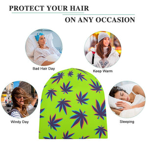 Neon Weed Leaf Full Print Pullover Beanie