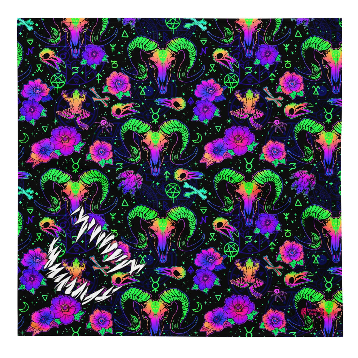  Psychedelic Fangs Rave Bandana Reversible Dust Face Mask for Music Festivals 