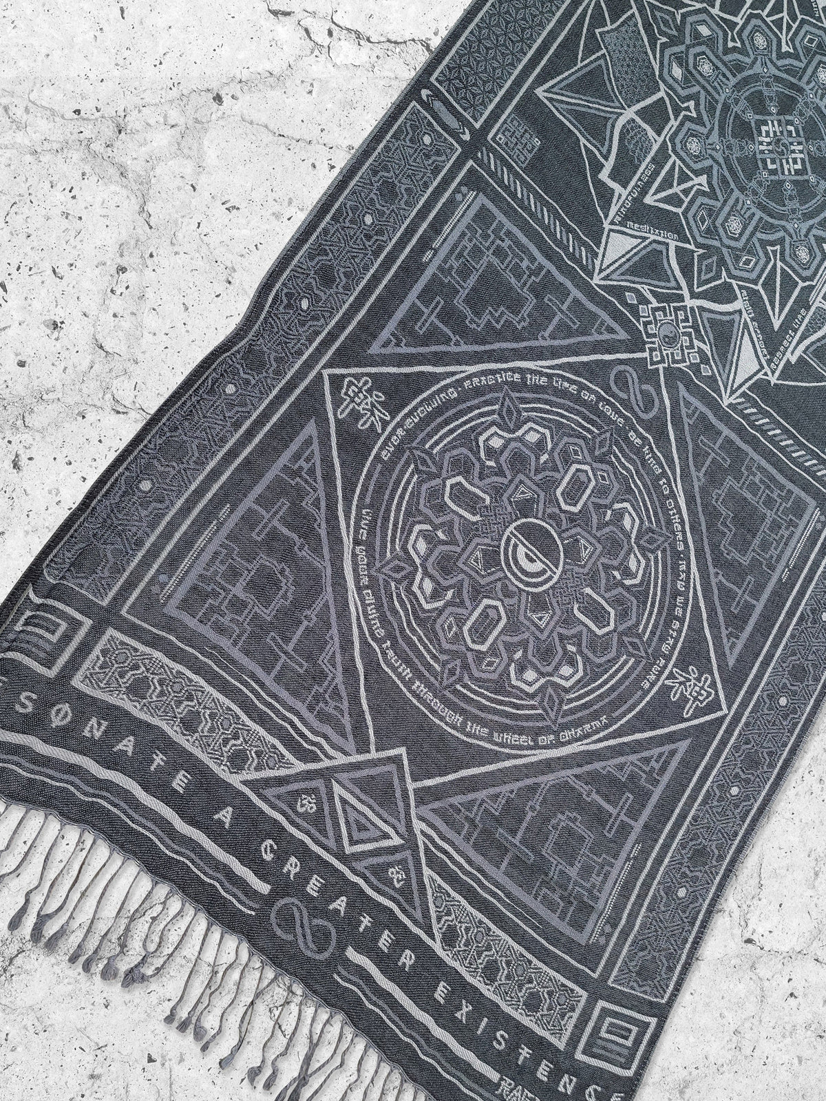DHARMA V2 • Grey/White • Festival Shawl/Scarf