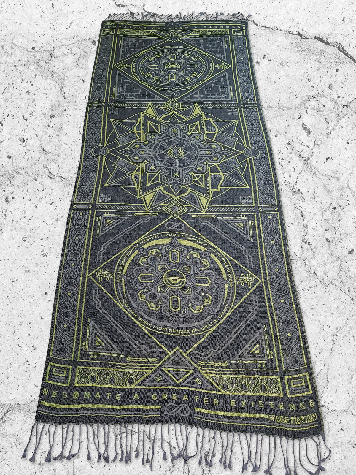 DHARMA V2 • Grey / Neon Yellow • UV REACTIVE • Festival Shawl/Scarf