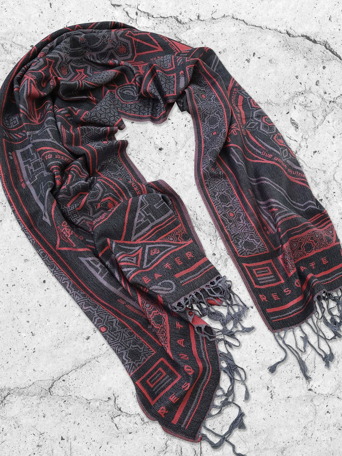 DHARMA V2 • Grey/Red • Festival Shawl/Scarf
