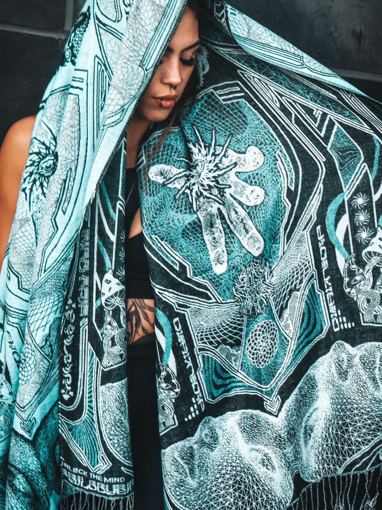 RESTOCKED ✦ GOLDEN TEACHERS V1 • AQUAMARINE • Festival Shawl/Scarf