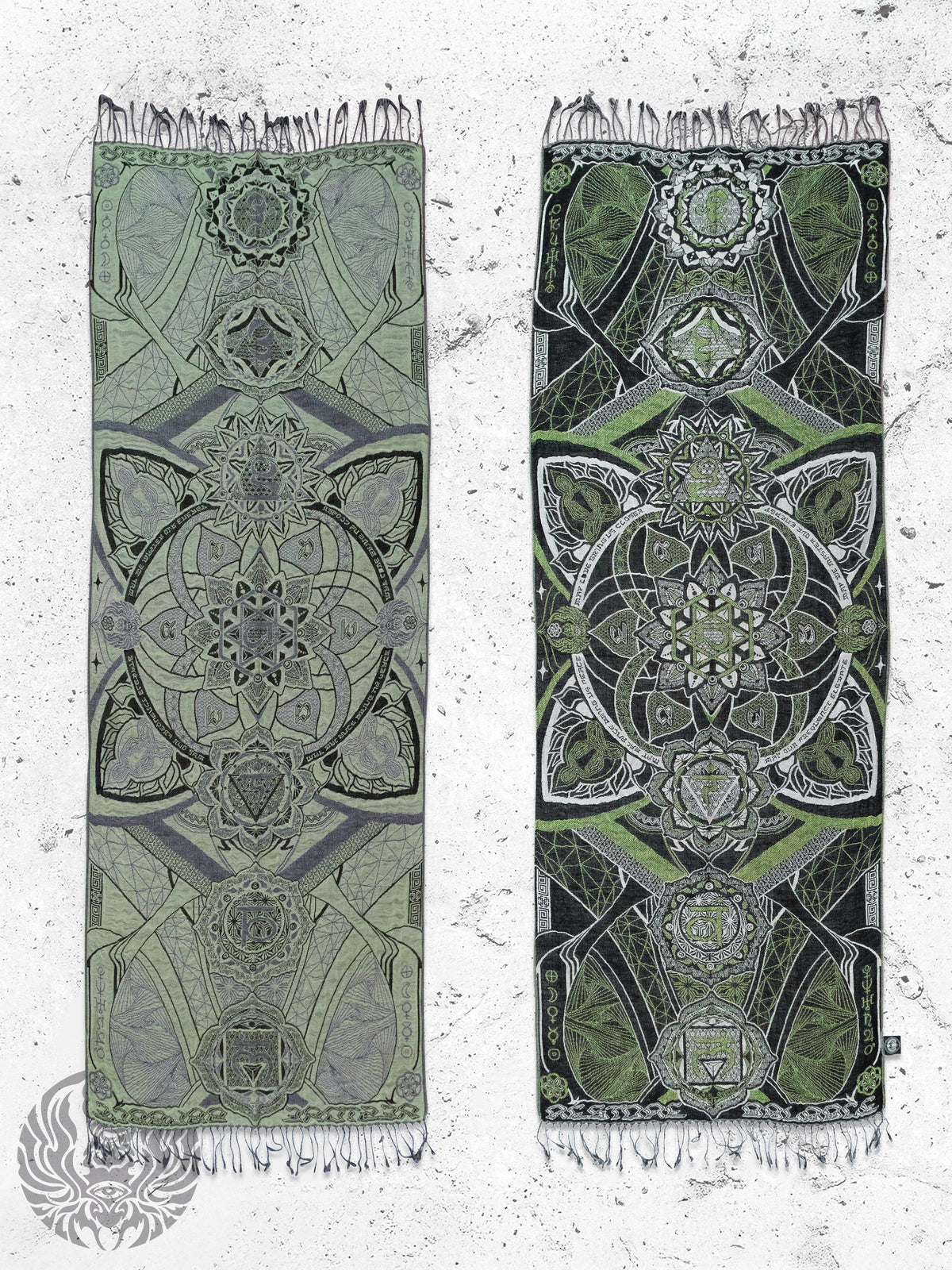 NEW RELEASE • HARMONY HEALS • UV-REACTIVE GREEN MINT • Festival Shawl/Scarf