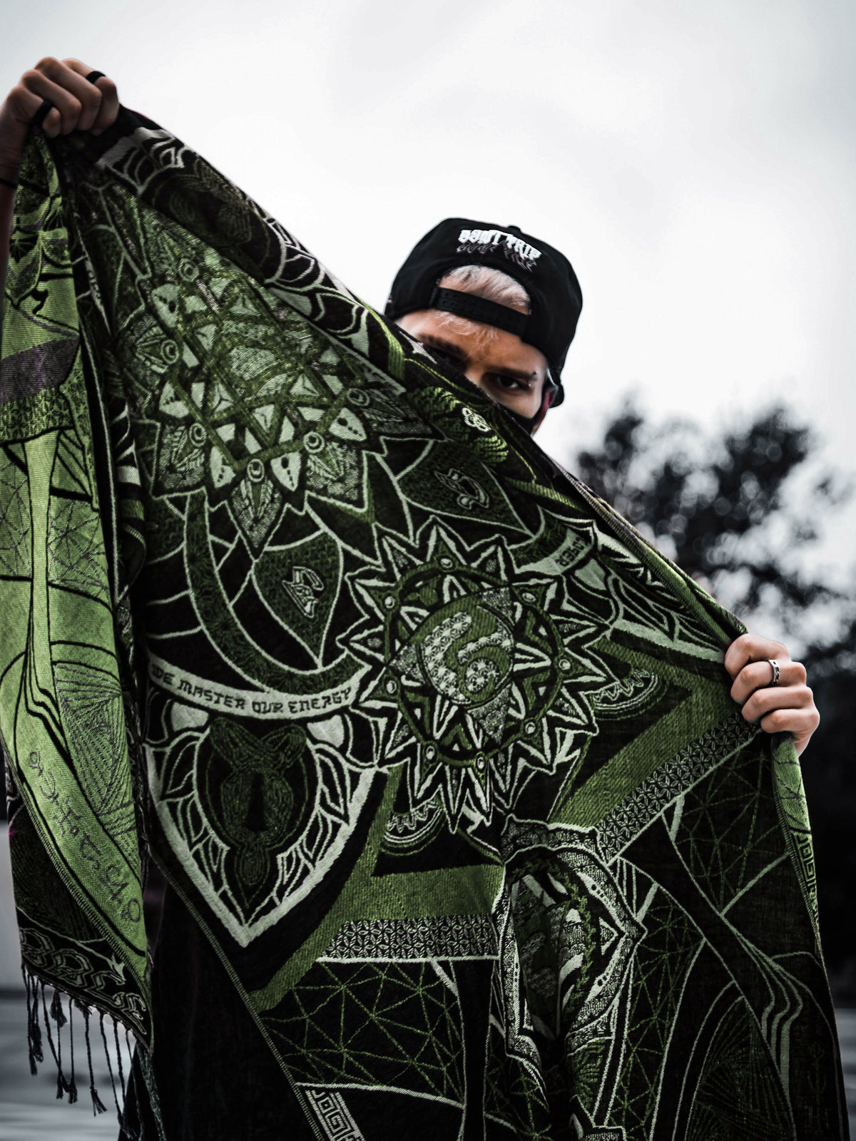 NEW RELEASE • HARMONY HEALS • UV-REACTIVE GREEN MINT • Festival Shawl/Scarf