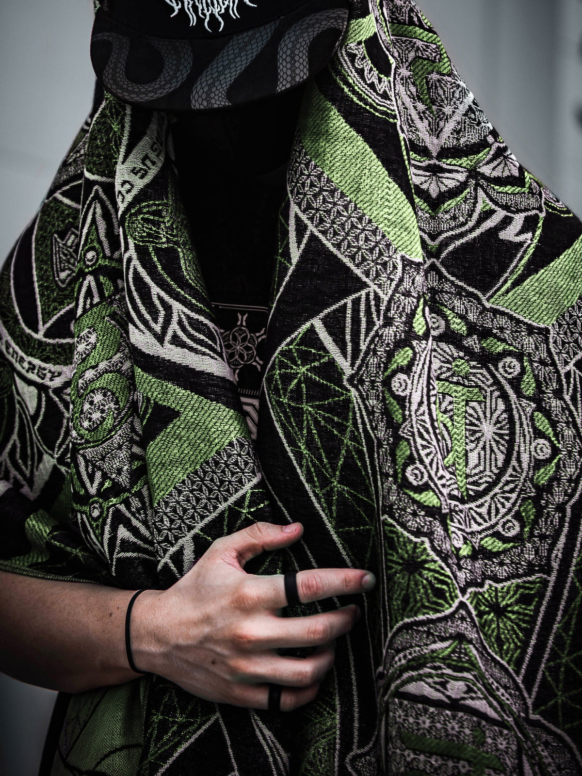 NEW RELEASE • HARMONY HEALS • UV-REACTIVE GREEN MINT • Festival Shawl/Scarf