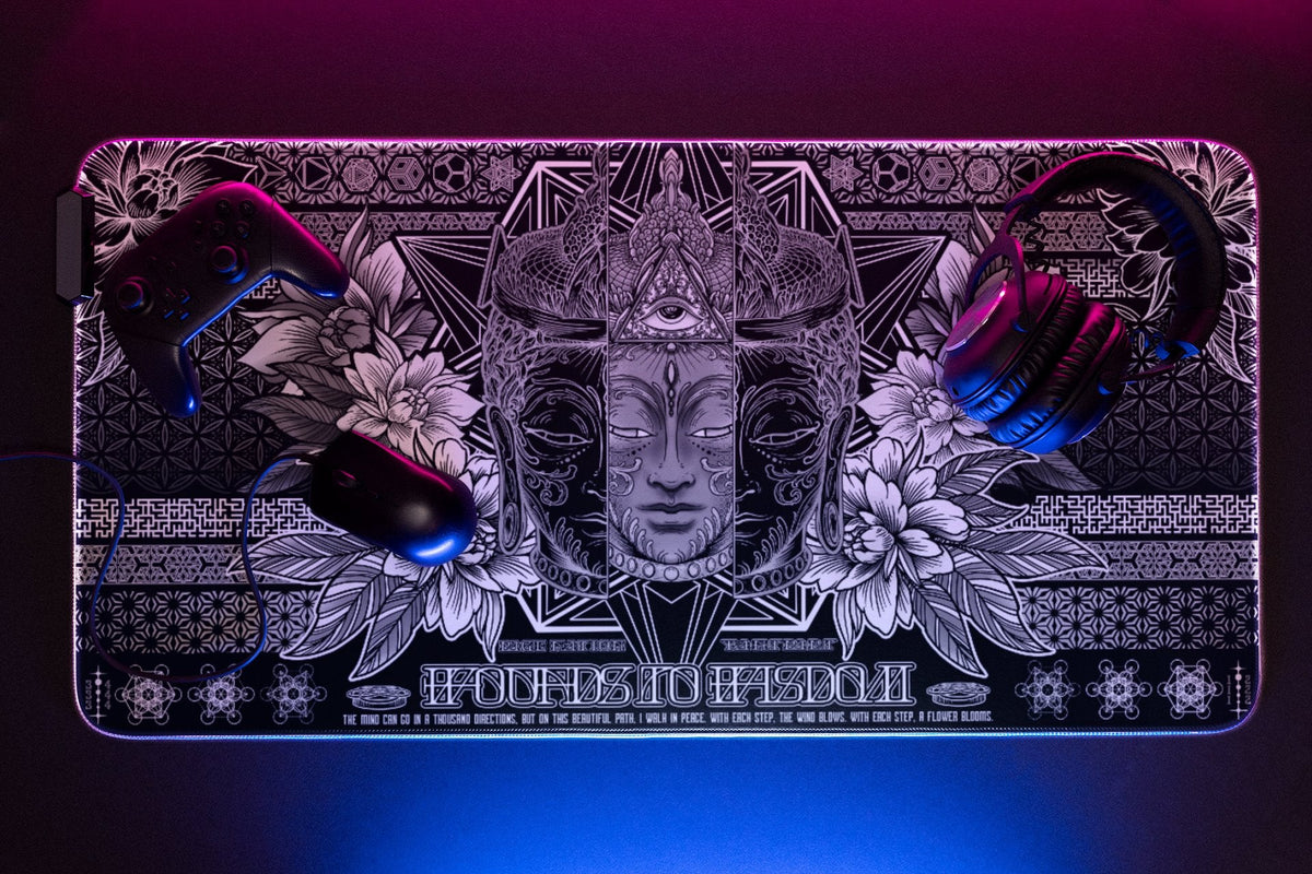 WOUNDS TO WISDOM V1 • MONOCHROME • XXL RGB GAMING MOUSEPAD