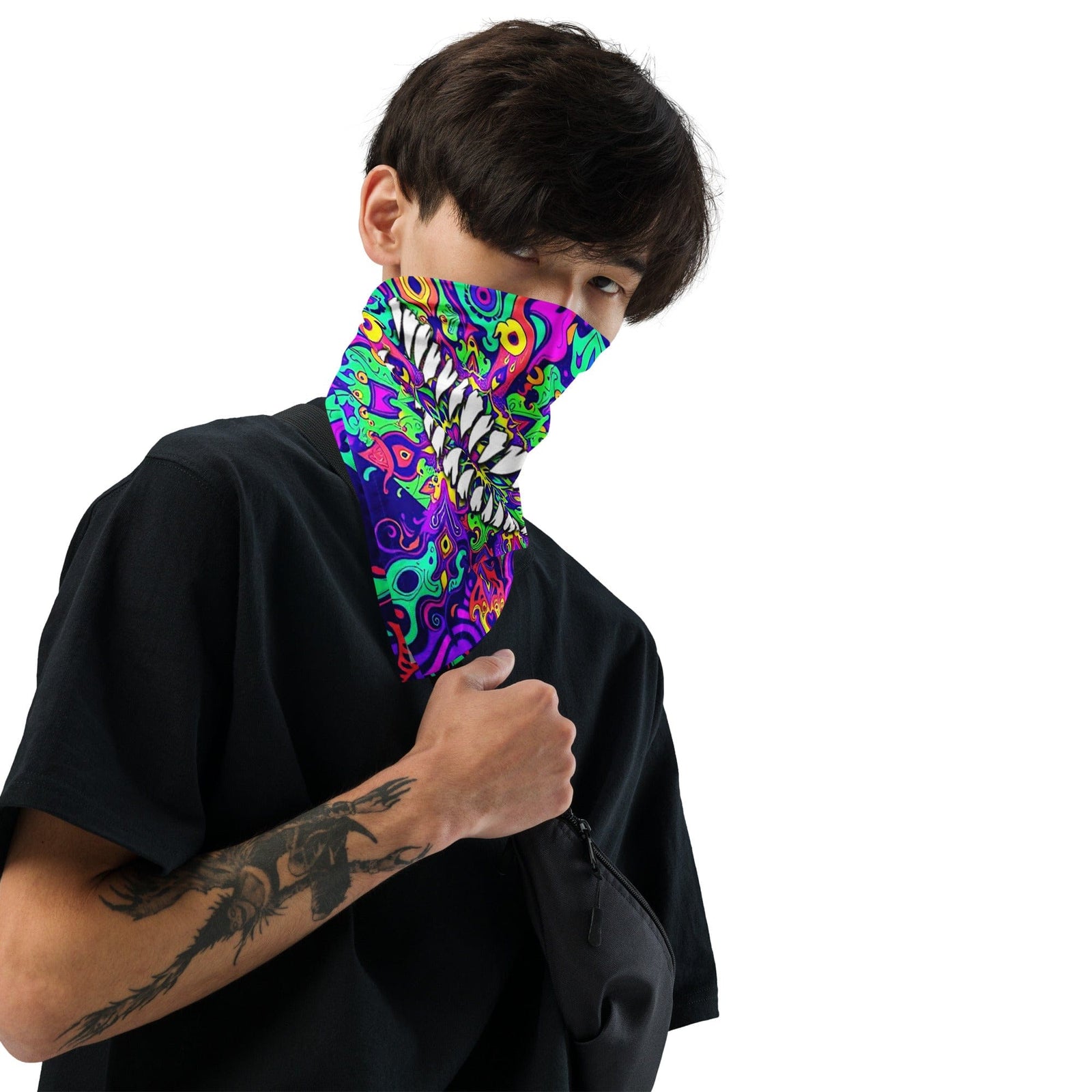  Psychedelic Fangs Rave Bandana Reversable Face Mask for Music Festivals 