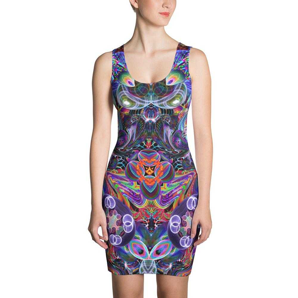 slim fit dress slacks Hoop Artist Form Fitting Mini Kaleidoscope Dress